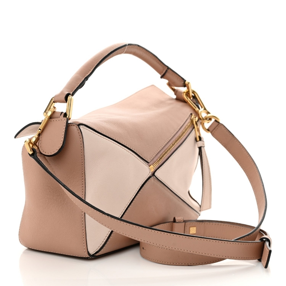 MSRP $4800 Like New! Loewe Small Puzzle Bag Pink Tricolor Leather & Suede - Picture 2 of 16